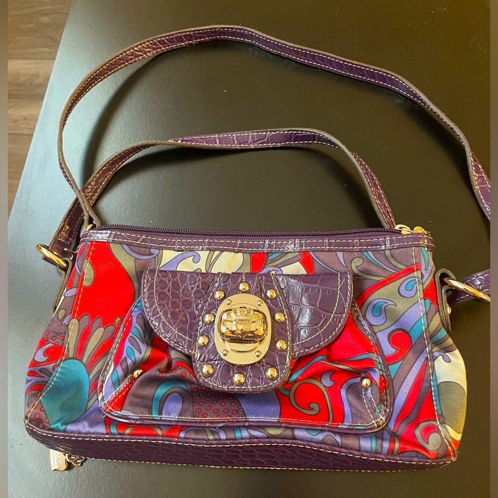 Pre-owned Vintage Kathy Van Zeeland Purple & Red Paisley Handbag